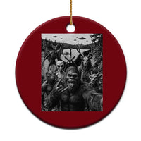 Funny Cryptid Creatures Selfie Ceramic Ornament Bigfoot Alien Cryptozoology Fantasy Mythical Monsters