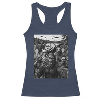 Funny Cryptid Creatures Selfie Racerback Tank Top Bigfoot Alien Cryptozoology Fantasy Mythical Monsters