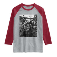 Funny Cryptid Creatures Selfie Raglan Shirt Bigfoot Alien Cryptozoology Fantasy Mythical Monsters