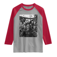 Funny Cryptid Creatures Selfie Raglan Shirt Bigfoot Alien Cryptozoology Fantasy Mythical Monsters