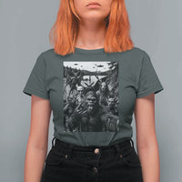 Funny Cryptid Creatures Selfie T Shirt For Women Bigfoot Alien Cryptozoology Fantasy Mythical Monsters