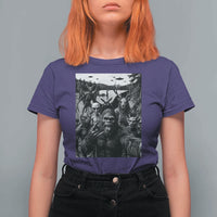 Funny Cryptid Creatures Selfie T Shirt For Women Bigfoot Alien Cryptozoology Fantasy Mythical Monsters