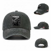 Funny Cryptid Creatures Selfie Washed Cotton Baseball Cap Bigfoot Alien Cryptozoology Fantasy Mythical Monsters