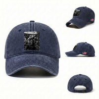 Funny Cryptid Creatures Selfie Washed Cotton Baseball Cap Bigfoot Alien Cryptozoology Fantasy Mythical Monsters