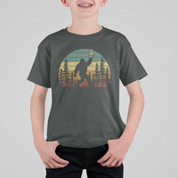 Funny Bigfoot Pickles Lover T Shirt For Kid Retro Sasquatch Cucumber Food Lover