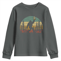 Funny Bigfoot Pickles Lover Youth Sweatshirt Retro Sasquatch Cucumber Food Lover