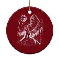 Bigfoot Howling at Moon Mystical Forest Ceramic Ornament Funny Sasquatch Nature Lover
