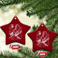 Bigfoot Howling at Moon Mystical Forest Ceramic Ornament Funny Sasquatch Nature Lover