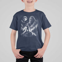 Bigfoot Howling at Moon Mystical Forest T Shirt For Kid Funny Sasquatch Nature Lover