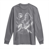 Bigfoot Howling at Moon Mystical Forest Long Sleeve Shirt Funny Sasquatch Nature Lover