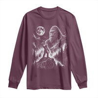 Bigfoot Howling at Moon Mystical Forest Long Sleeve Shirt Funny Sasquatch Nature Lover