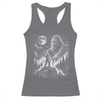 Bigfoot Howling at Moon Mystical Forest Racerback Tank Top Funny Sasquatch Nature Lover