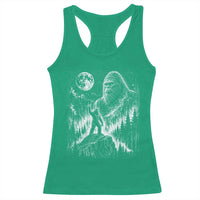 Bigfoot Howling at Moon Mystical Forest Racerback Tank Top Funny Sasquatch Nature Lover