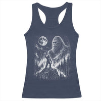 Bigfoot Howling at Moon Mystical Forest Racerback Tank Top Funny Sasquatch Nature Lover