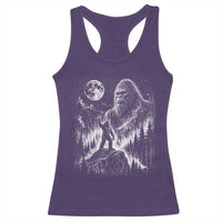 Bigfoot Howling at Moon Mystical Forest Racerback Tank Top Funny Sasquatch Nature Lover