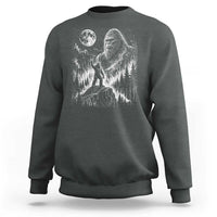 Bigfoot Howling at Moon Mystical Forest Sweatshirt Funny Sasquatch Nature Lover