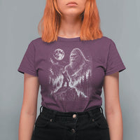 Bigfoot Howling at Moon Mystical Forest T Shirt For Women Funny Sasquatch Nature Lover