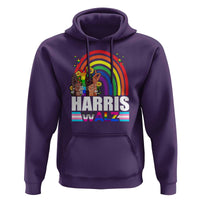 Harris Walz Hoodie LGBT Rainbow Flag Hand Rise Flower Unity - Wonder Print Shop