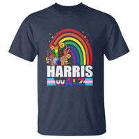 Harris Walz T Shirt LGBT Rainbow Flag Hand Rise Flower Unity - Wonder Print Shop