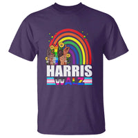 Harris Walz T Shirt LGBT Rainbow Flag Hand Rise Flower Unity - Wonder Print Shop
