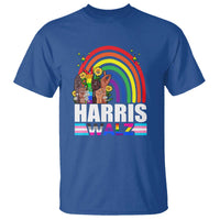 Harris Walz T Shirt LGBT Rainbow Flag Hand Rise Flower Unity - Wonder Print Shop