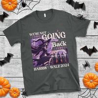 Harris Walz 2024 Halloween T Shirt We're Not Going Back Witch Childless Cat Ladies Moon - Wonder Print Shop