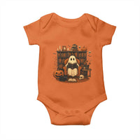 Halloween Book Lover Baby Onesie Spooky Ghost Reading Book Librarians Bookworm - Wonder Print Shop