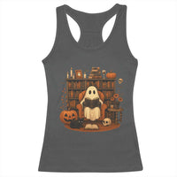 Halloween Book Lover Racerback Tank Top Spooky Ghost Reading Book Librarians Bookworm - Wonder Print Shop
