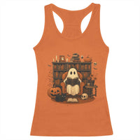 Halloween Book Lover Racerback Tank Top Spooky Ghost Reading Book Librarians Bookworm - Wonder Print Shop