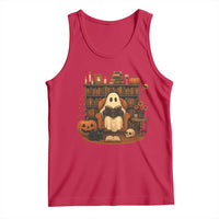 Halloween Book Lover Tank Top Spooky Ghost Reading Book Librarians Bookworm - Wonder Print Shop