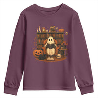 Halloween Book Lover Youth Sweatshirt Spooky Ghost Reading Book Librarians Bookworm - Wonder Print Shop