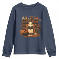 Halloween Book Lover Youth Sweatshirt Spooky Ghost Reading Book Librarians Bookworm - Wonder Print Shop