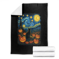 Halloween Cat Starry Night Van Gogh Cat Lovers Throw Blanket - Wonder Print Shop