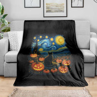 Halloween Cat Starry Night Van Gogh Cat Lovers Throw Blanket - Wonder Print Shop