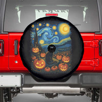 Halloween Cat Starry Night Van Gogh Cat Lovers Spare Tire Cover - Wonder Print Shop