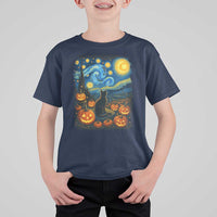 Halloween Cat Starry Night Van Gogh Cat Lovers T Shirt For Kid - Wonder Print Shop