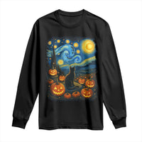 Halloween Cat Starry Night Van Gogh Cat Lovers Long Sleeve Shirt - Wonder Print Shop