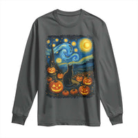 Halloween Cat Starry Night Van Gogh Cat Lovers Long Sleeve Shirt - Wonder Print Shop