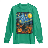 Halloween Cat Starry Night Van Gogh Cat Lovers Long Sleeve Shirt - Wonder Print Shop
