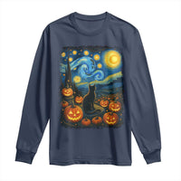 Halloween Cat Starry Night Van Gogh Cat Lovers Long Sleeve Shirt - Wonder Print Shop