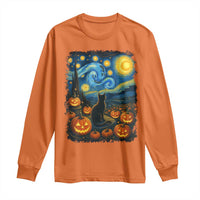 Halloween Cat Starry Night Van Gogh Cat Lovers Long Sleeve Shirt - Wonder Print Shop
