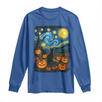 Halloween Cat Starry Night Van Gogh Cat Lovers Long Sleeve Shirt - Wonder Print Shop