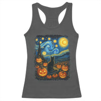 Halloween Cat Starry Night Van Gogh Cat Lovers Racerback Tank Top - Wonder Print Shop