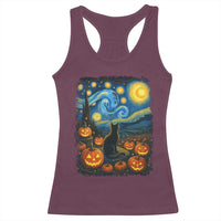 Halloween Cat Starry Night Van Gogh Cat Lovers Racerback Tank Top - Wonder Print Shop