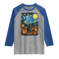 Halloween Cat Starry Night Van Gogh Cat Lovers Raglan Shirt - Wonder Print Shop