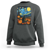 Halloween Cat Starry Night Van Gogh Cat Lovers Sweatshirt - Wonder Print Shop