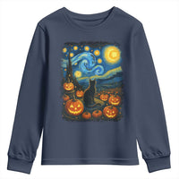 Halloween Cat Starry Night Van Gogh Cat Lovers Youth Sweatshirt - Wonder Print Shop