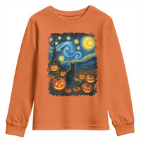 Halloween Cat Starry Night Van Gogh Cat Lovers Youth Sweatshirt - Wonder Print Shop