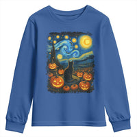 Halloween Cat Starry Night Van Gogh Cat Lovers Youth Sweatshirt - Wonder Print Shop