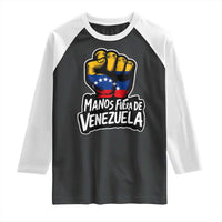 Manos Fuera De Venezuela Raglan Shirt Venezuelan Flag - Wonder Print Shop